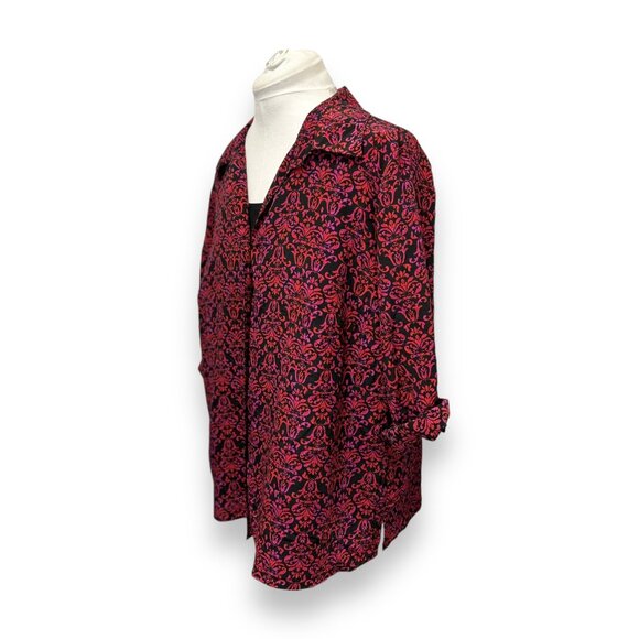 JMS Just My Size Womens Button-Up Blouse Retro Damask Layered Relaxed 2X 18W-20W - Picture 2 of 7